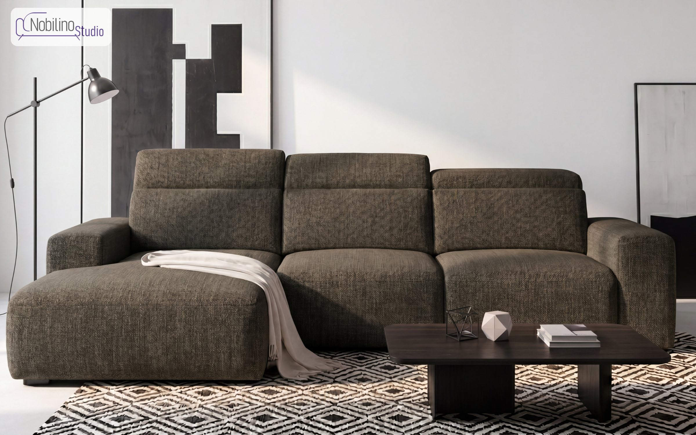 Extendable corner sofa Sorelo, dark beige  1